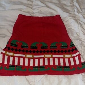 Festive Red and Green Knit Skirt